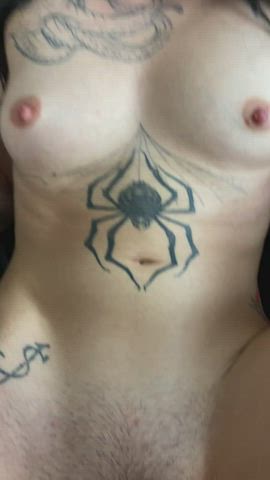 Alt Creampie Creamy Emo Goth cumming Small titties Tattoo Vibrator Porn GIF