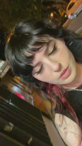 Amateur Exhibitionism Exhibitionist Flashing Goth Outdoor Public snatch Lips Selfie Upskirt Porn GIF