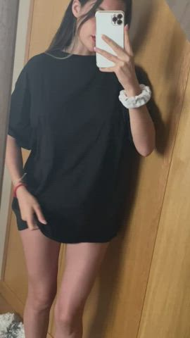 Amateur Babe gigantic boobs tits Brunette Nude Striptease teenie melons Porn GIF