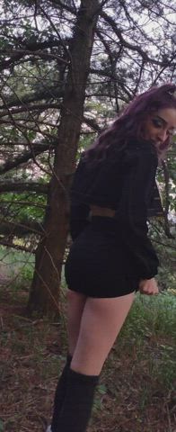 Flashing Long Hair Outdoor Panties thin Striptease Tease melons Upskirt Porn GIF