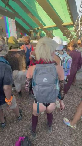 ass booty Spread asshole ass Dancing Festival Fishnet Flashing Public Porn GIF