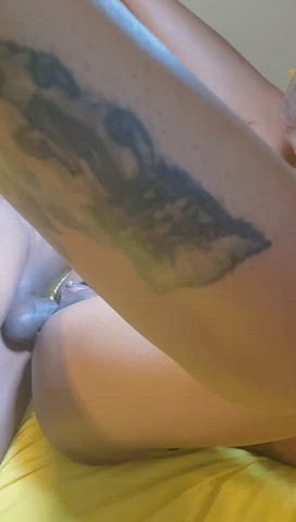 BBC ebony black couple MILF Pierced vagina Sex Side Fuck Porn GIF