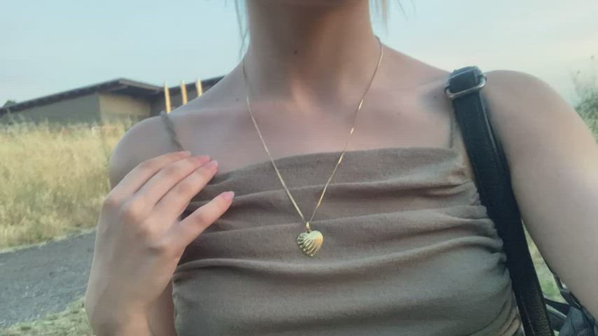 Flashing Nipples OnlyFans Public Small tits Porn GIF