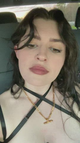 Car Car Sex jizz cum In Mouth jizz Swallow Exhibitionism Exhibitionist Goth Public swallowing Porn GIF