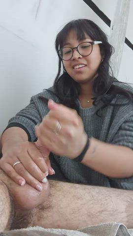 Amateur rod dong Worship cum Cumshot fine Handjob Hotwife Porn GIF