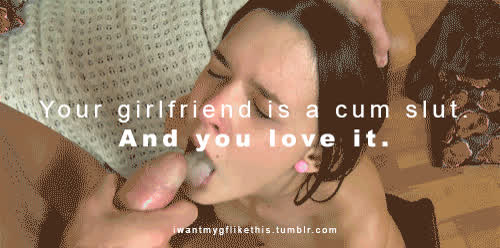 Caption Cheating Cuckold spunk cum In Mouth Cumshot girlfriend Porn GIF