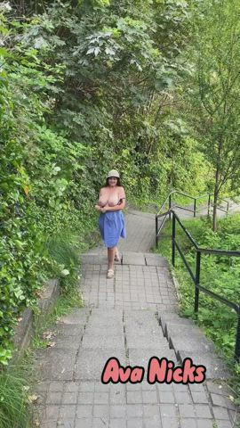 Amateur massive melons Bouncing boobs Caught Exhibitionist Flashing massive titties mature Public Porn GIF