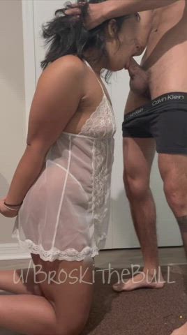 massive schlong oral sex Deepthroat Desi Hotwife Indian Sloppy Porn GIF