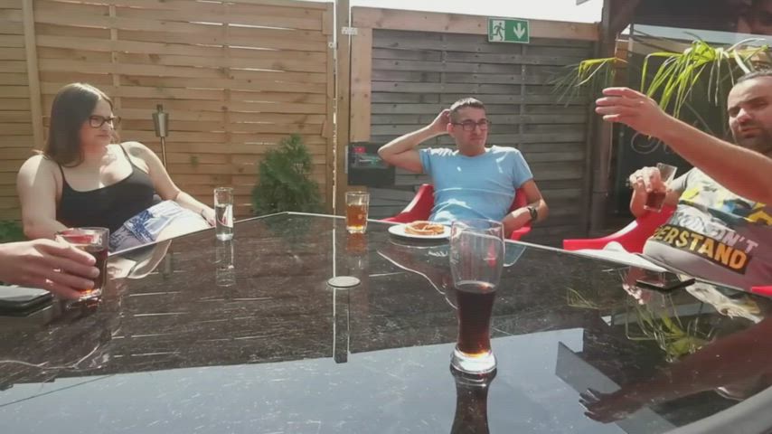 blowjob Glasses Group Outdoor fat Watching Porn GIF