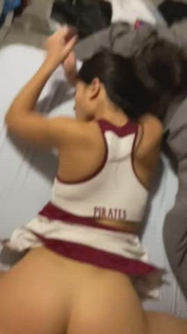 oriental Cheerleader Cumshot Doggystyle Porn GIF