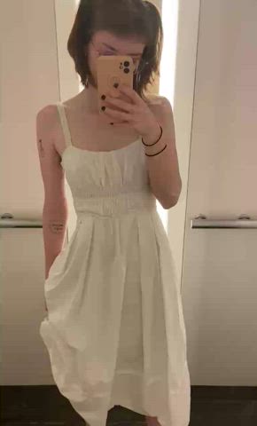 Amateur cute Dress Elevator Public vagina cunt Lips Undressing Porn GIF