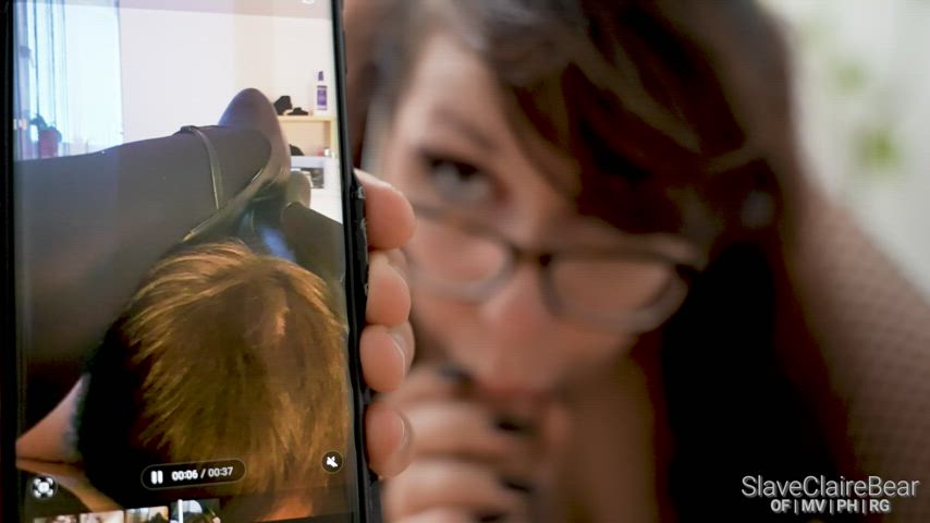 bj Cheating Chubby Cuckold sweet Handjob Hotwife Vixen Watching Porn GIF