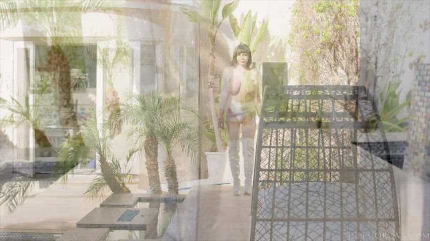 enormous tits Gabbie Carter lingerie Natural breasts Strip Striptease Tease Teasing Porn GIF