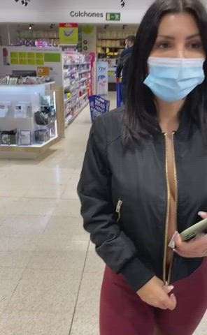 Amateur monstrous melons Camgirl Flashing Mask NSFW Public young Titty Drop Porn GIF