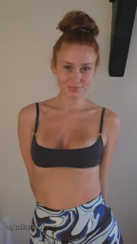 Ghost Nipples Natural titties Nipples skinny Pierced Pink Puffy ginger young Porn GIF