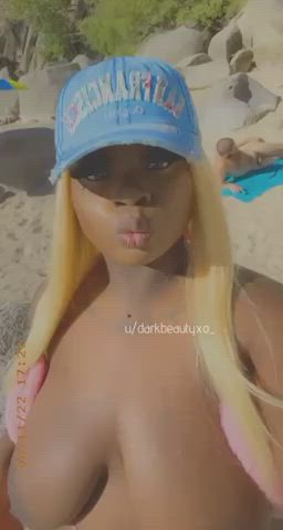 BBW Beach yellow-haired boobs black Flashing latina OnlyFans Public Porn GIF