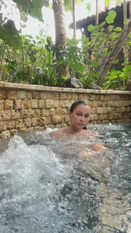 Brunette Naked OnlyFans thin Pool skinny Small boobies Porn GIF