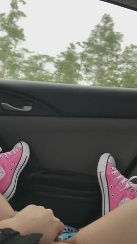 Car Caught Exhibitionism Exhibitionist Masturbating Outdoor Public twat Voyeur Porn GIF