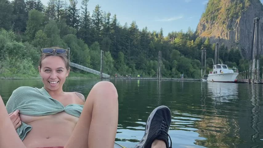 large boobies melons Caught Flashing Natural Natural tits Outdoor Public titties Porn GIF