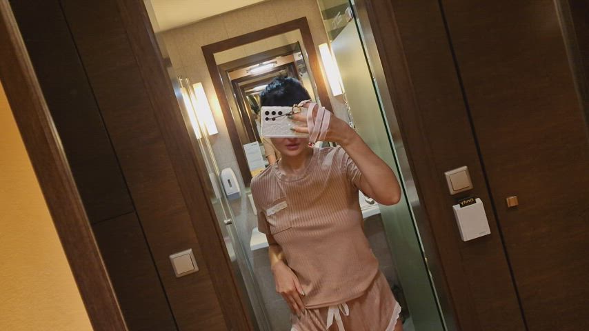 Bathroom huge tits breasts Porn GIF