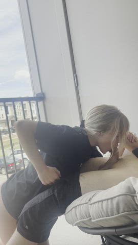 blondie oral sex College Deepthroat Gagging Outdoor Public sucking r/CaughtPublic Porn GIF