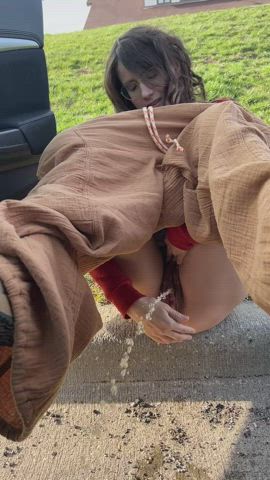 Fetish naughty MILF Outdoor Pee Peeing Piss Pissing Taboo Porn GIF