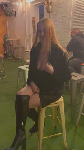 Flashing Public ginger Porn GIF