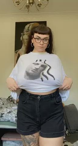 enormous melons Bouncing boobies Chubby Goth monstrous melons Tattoo Titty Drop Porn GIF