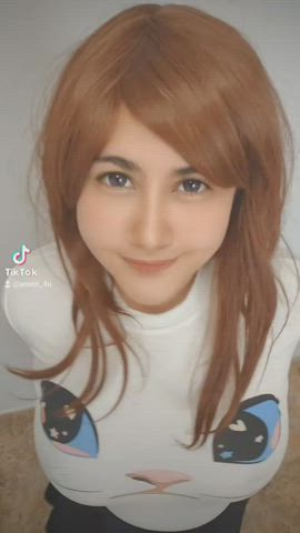 enormous tits Bouncing Bouncing breasts Cosplay charming Downblouse Kawaii whore girl woman OnlyFans TikTok Porn GIF