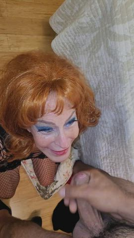 bj mature jizz Cumshot Facial Homemade MILF OnlyFans ginger head Porn GIF