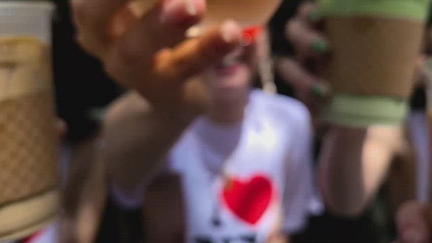 American Exhibitionism Exhibitionist Group Outdoor Public topless Voyeur Porn GIF