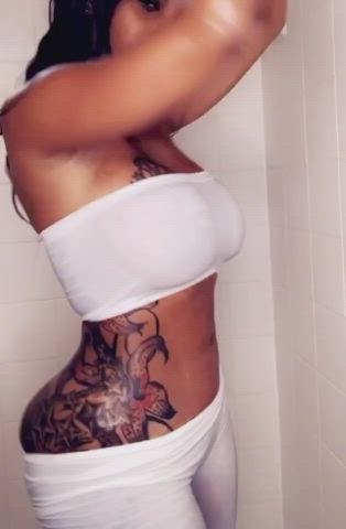 booty enormous ass Cleavage Dancing black Oiled Tattoo Tease Twerking Porn GIF