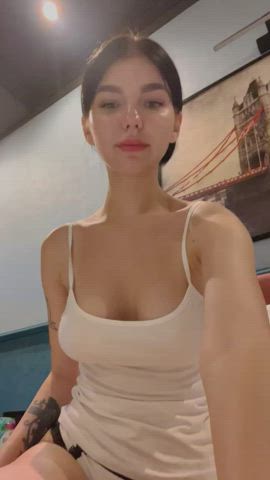 Areolas melons Brunette cute Flashing Model Nipples OnlyFans titties Porn GIF