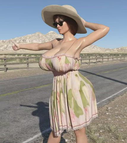 3D monstrous schlong gigantic boobs Futanari Hentai Porn GIF