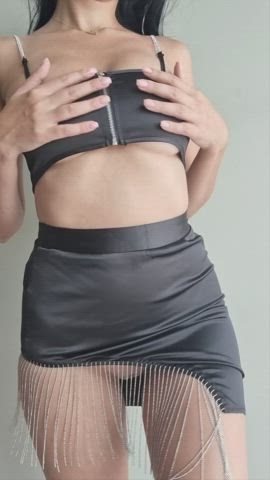 tits Skirt Tease Titty Drop Porn GIF