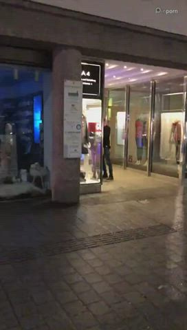 Amateur Chubby couple Doggystyle Exhibitionism Flashing Public Quickie Standing Doggy Porn GIF