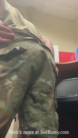 Army butt behind Spread butthole Military Uniform Porn GIF