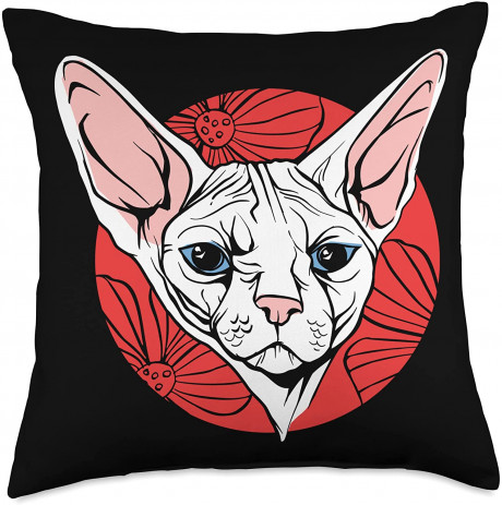 Amazon Com Naked Cat Animal Pet Fan Kittens Cat Mom Gift Sphynx Owner Face Meow Kitten Kitty Cat Breed Lover Throw Pillow 18x18 Home